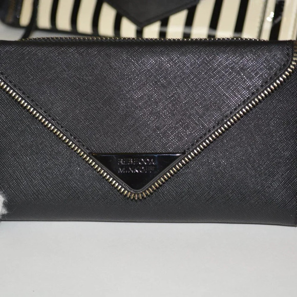 REBECCA MINKOFF COPENHAGEN BLACK/ WHITE PEBBLED LEATHER TOTE - Picture 14 of 16